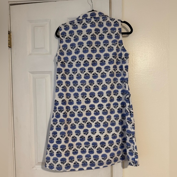 Pink Pineapple Sconset Block Print Dress Sleeveless (Blue) size M - Picture 3 of 11
